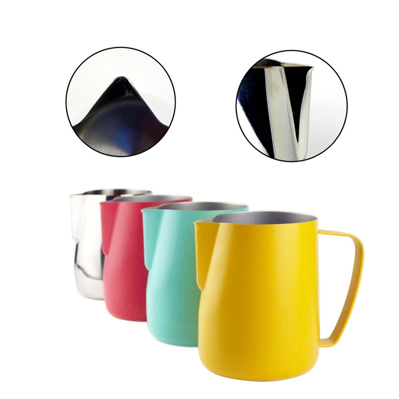 Barista Milk Jug - เหยือกทำจากสเตนเลสสตีลสำหรับใส่นม Kopi LATTE เหยือกทำจากแก้วลายดอกไม้ฟองนมเครื่องตีฟองนมกาแฟเครื่องมือทำฟอง0.35-0.6L