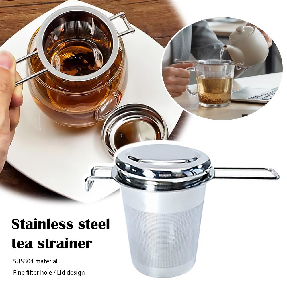 Coffee Tea Leaf - ที่กรองชาแบบแขวน 1 ชิ้น ทำจากสแตนเลส มีหูจับสองข้าง พร้อมฝาปิด