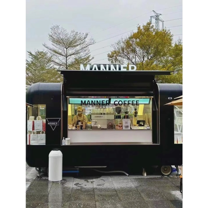 Coffee Tea Boba - รถขายอาหารเคลื่อนที่พร้อมครัวครบชุด ตัวถังไฟเบอร์กลาส อลูมิเนียม ทนทานต่อการเกิดสนิม เหมาะสำหรับขายไอศกรีม อาหารจานด่วน