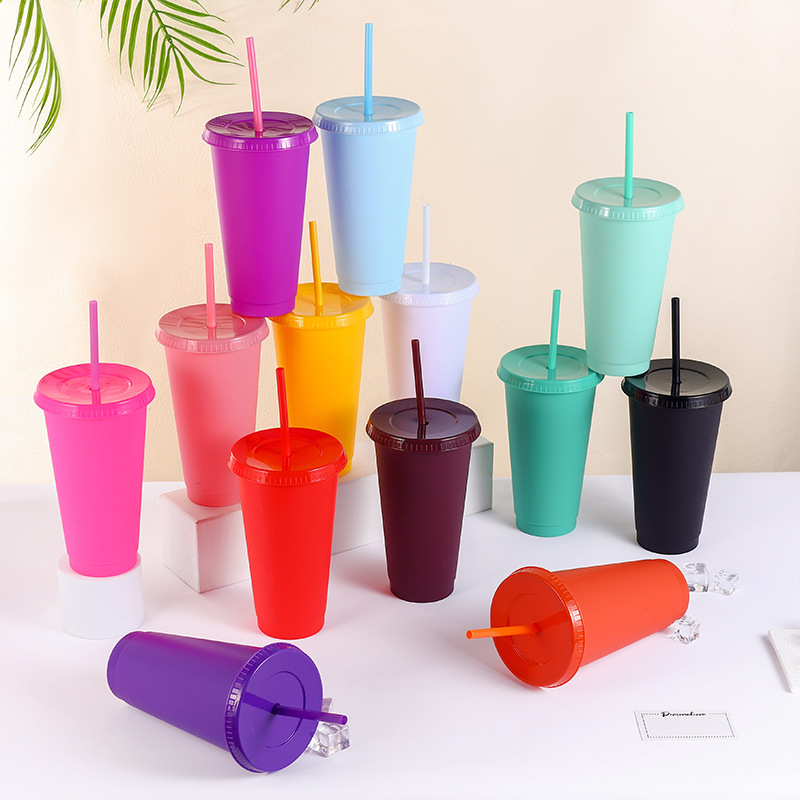 Coffee Tea Tumbler - ร้อนขายตลกสไตล์Matte Finish Tumblerถ้วยพลาสติกฟางกาแฟนมชาในครัวเรือนถ้วยน้ํา 24Oz 710Ml