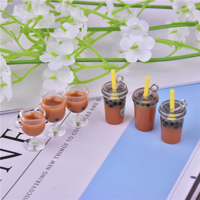 Coffee Tea Boba - 10ชิ้น/แพ็ค3D Bubble กาแฟ Boba ถ้วยชานมเครื่องดื่มเรซิ่น Charms