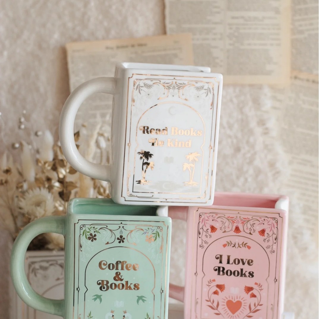 Coffee Tea Flask - แก้วเซรามิกรูปทรงหนังสือพร้อมหูจับ ดีไซน์สร้างสรรค์สำหรับดื่มกาแฟ ตกแต่งโต๊ะทำงานหรือบ้าน เหมาะสำหรับงานเลี้ยงน้ำชาช่วงบ่าย ของขวัญ