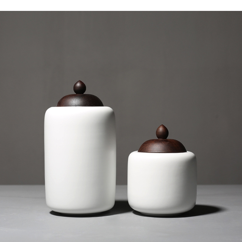 Coffee Tea Sugar - หม้อชาเซรามิคฝาไม้ Porcelain ปิดผนึกคอนเทนเนอร์กาแฟน้ําตาลคอนเทนเนอร์