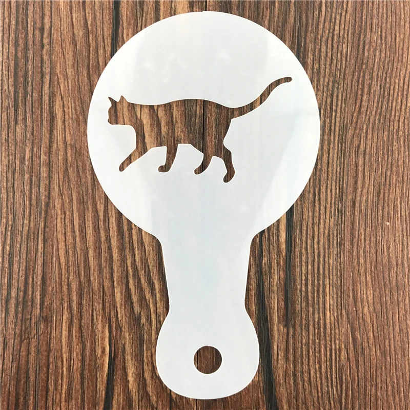 Coffee Stencil Art - 5ชิ้นDIYกาแฟลาเต้ศิลปะS Tencilsพลาสติกคริสต์มาสผงน้ําตาลตะแกรงสําหรับF Ondantขนมเค้กคาปูชิโน่โฟมตกแต่ง