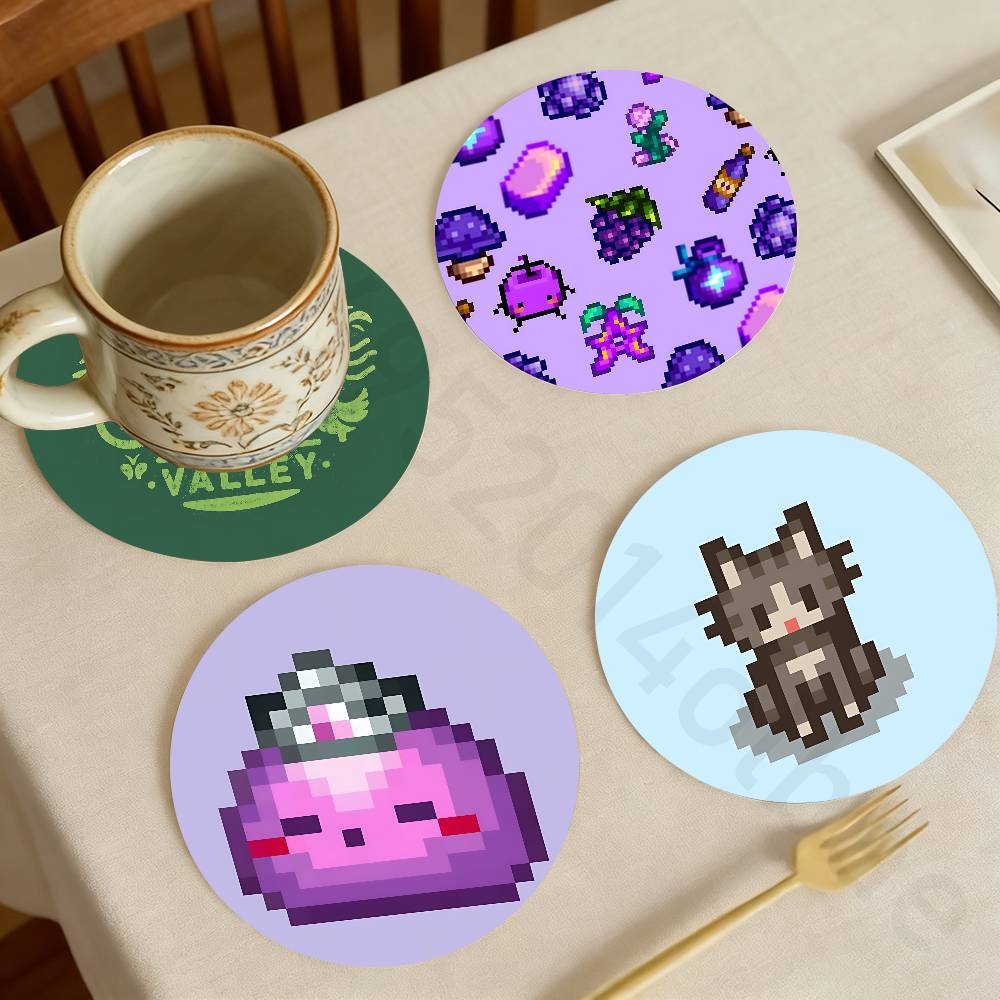 Valley Tea And Coffee - แผ่นรองแก้วไม้ลาย S-Stardew V-Valley สำหรับชา กาแฟ เครื่องดื่ม
