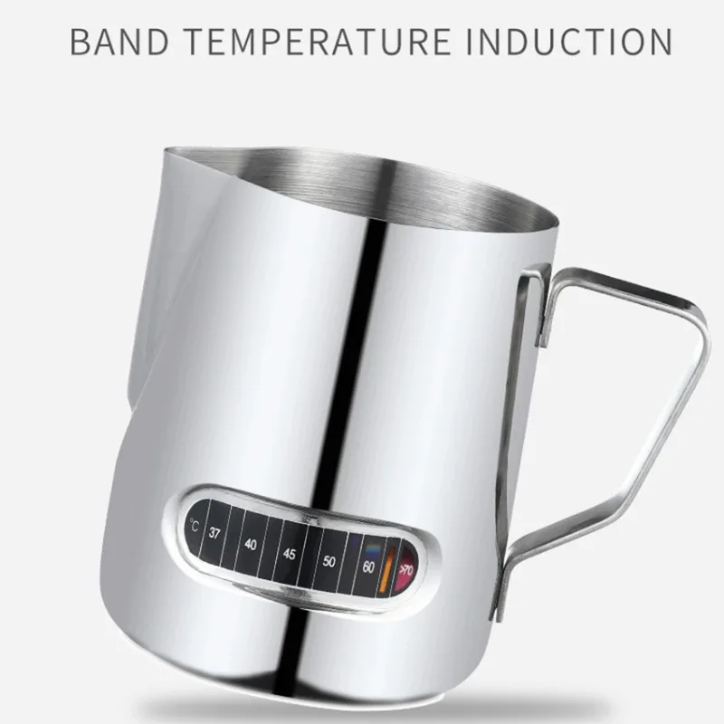 Barista Milk Jug - เหยือกตีฟองนมสแตนเลสขนาด 350 มล. พร้อมหน้าจอแสดงอุณหภูมิ สำหรับทำลาเต้อาร์ต บาริสต้า