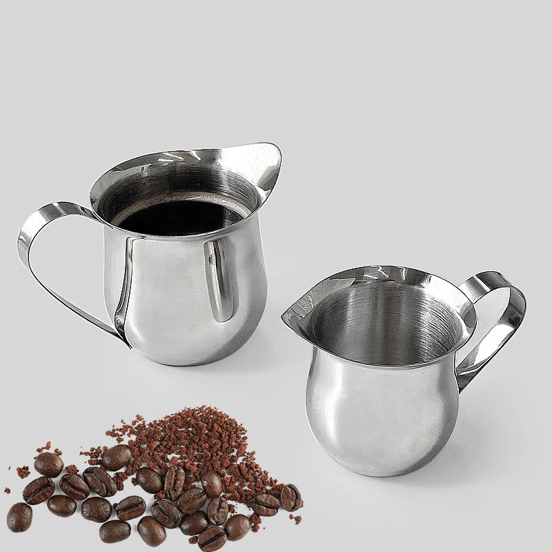 Barista Milk Jug - เหยือกตีฟองนมกาแฟขนาด 2/3/5/7 ออนซ์ ทำจากเหล็ก สำหรับใส่ครีมเอสเพรสโซ พร้อมฝาปิดและพวยกา