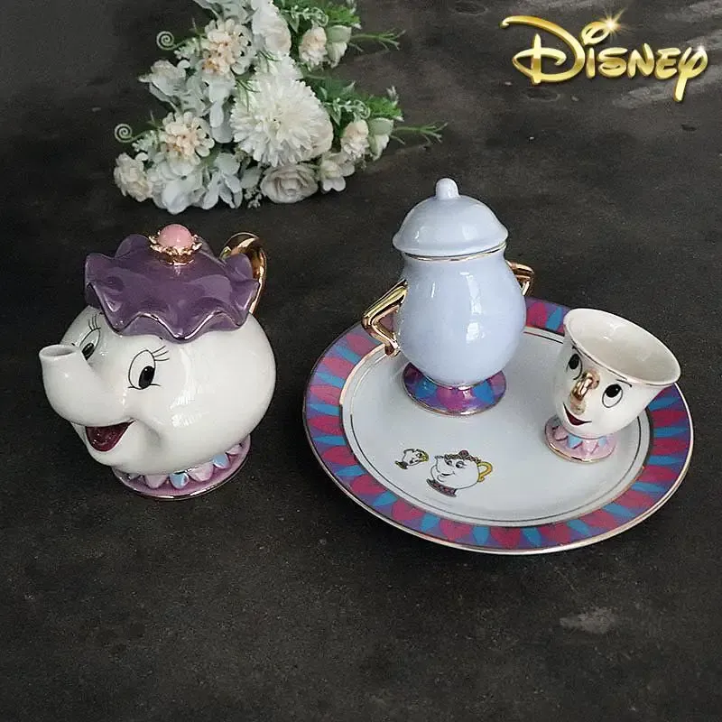 Coffee Tea Jar Set - กาน้ำชาการ์ตูนโฉมงามกับเจ้าชายอสูร แก้วกาแฟ มิสซิส พอตส์ ชิป แก้วน้ำชา