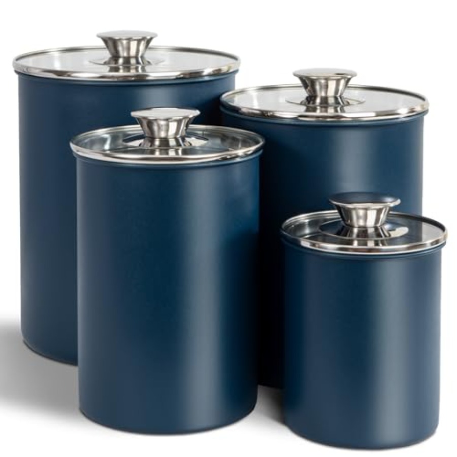 Canister Coffee Sugar Tea - ชุดกระป๋องเก็บอาหารสแตนเลส 4 ชิ้น ขนาด 16/49/85/132 ออนซ์