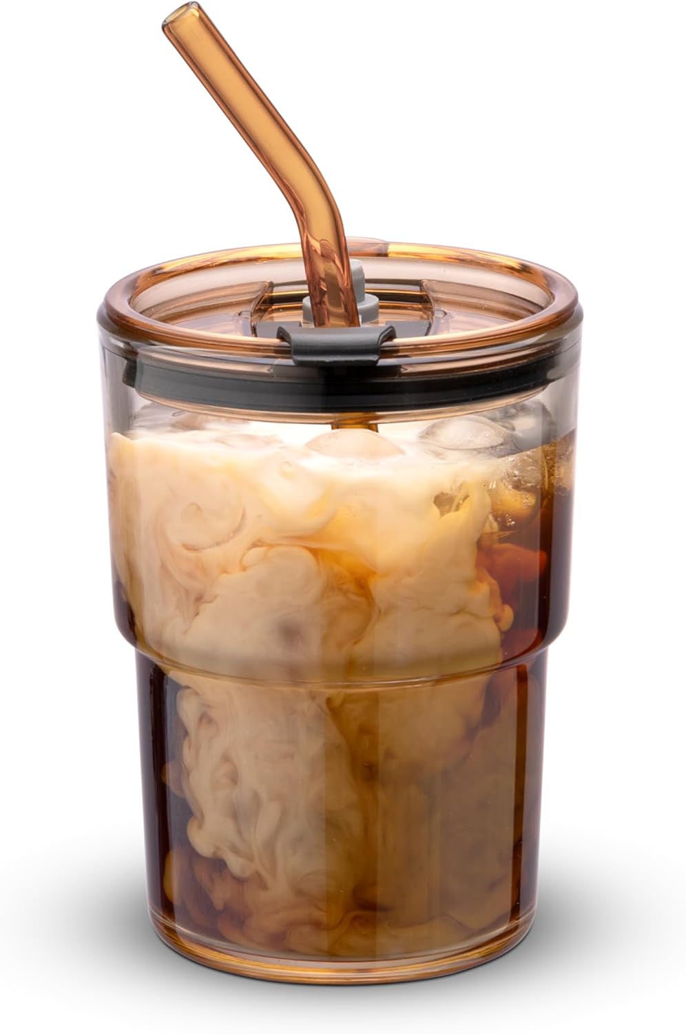 Coffee Tea Tumbler - แก้วน้ำทรงกระบอกขนาด 13 ออนซ์/400 มล. พร้อมหลอดและฝาปิดแบบพกพา สำหรับกาแฟ