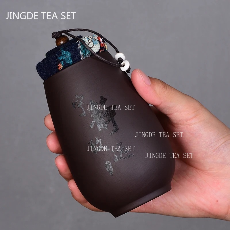 Coffee Tea Jar Set - จีนทรายสีม่วงชาขนาดเล็ก Jar บ้านชา Organizer กาแฟแบบพกพาปิดผนึกกระป๋องห้องครัวถังที่กำหนดเองชาแคดดี้