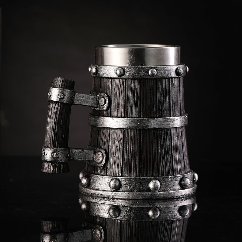 Coffee Tea Tumbler - แก้วเบียร์ลายไม้ เรซิ่น สแตนเลส แก้วทรงถังเบียร์ แก้วกาแฟ แก้วน้ำชา