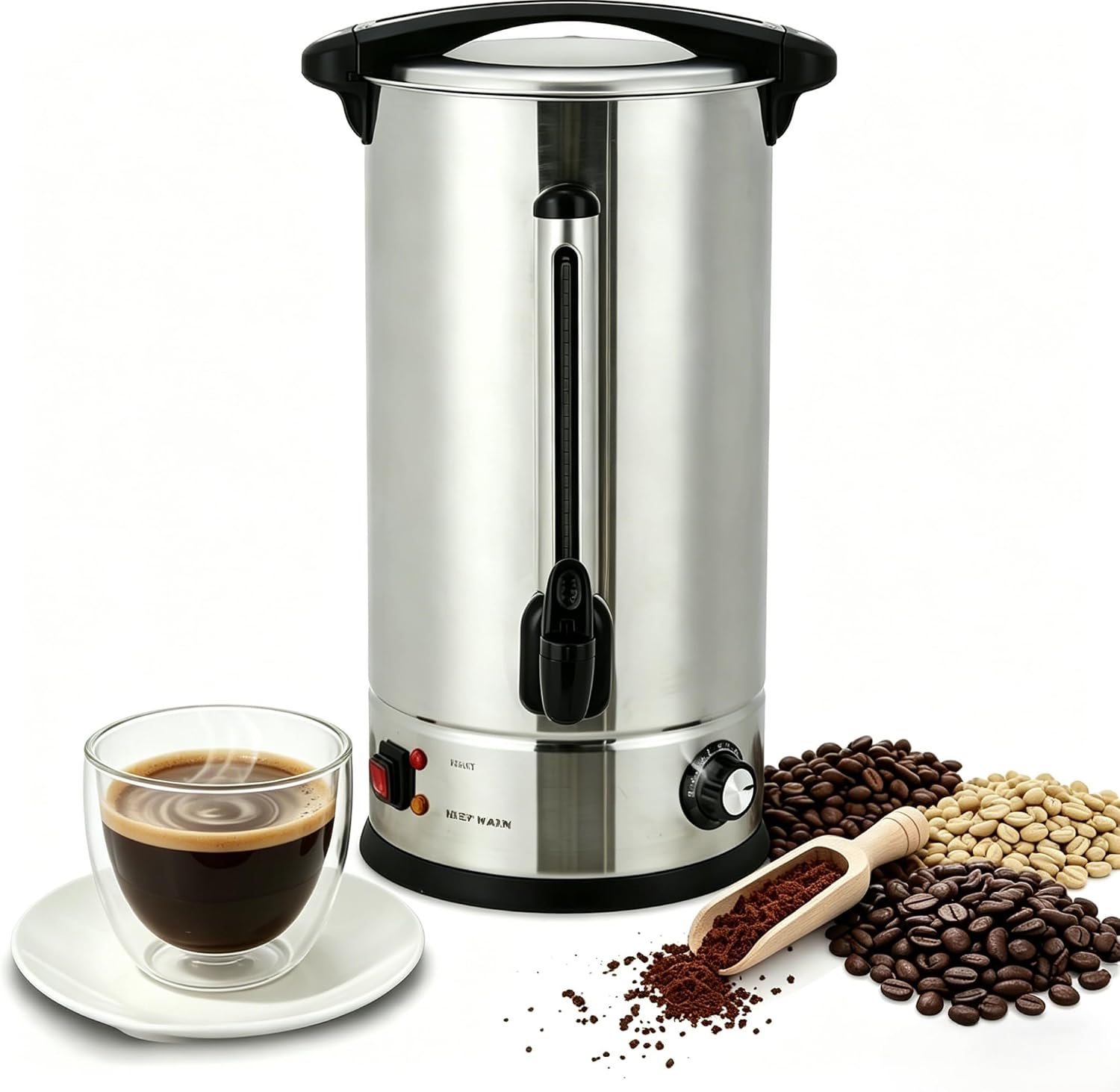 Coffee Tea Urn - Tacleekii หม้อต้มกาแฟเชิงพาณิชย์ขนาด 18 ลิตร, ระบบชงเร็วและรักษาความร้อน, หม้อต้มสแตนเลสสองชั้น,