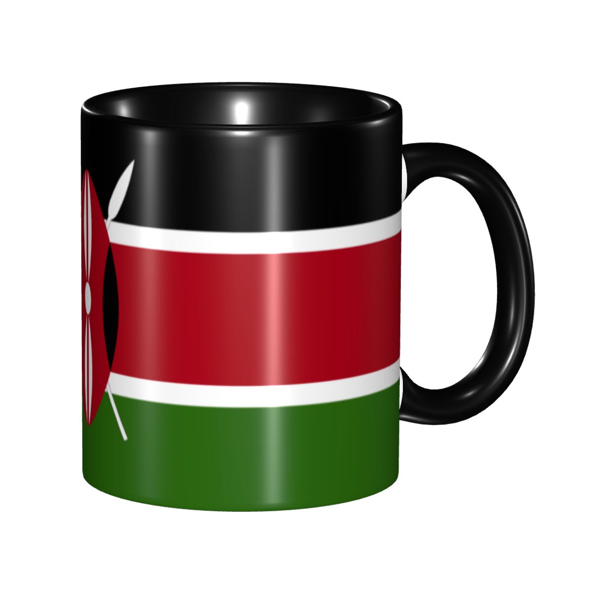 Coffee Tea Kenya - แก้วกาแฟลายธงชาติเคนยา แก้วเซรามิกสำหรับชาและนม แบบกำหนดเองได้