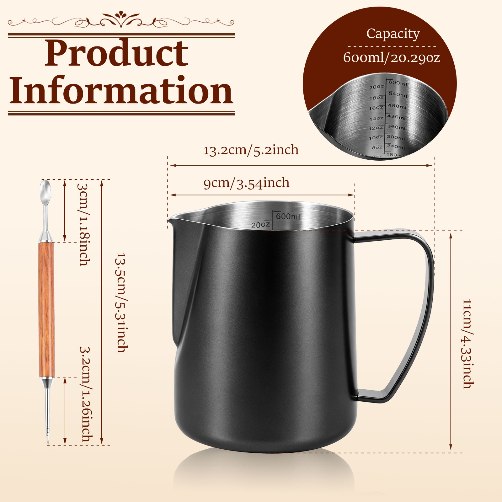 เหยือกสเตนเลสสตีลขนาด 600 มล.  - Barista Milk Jug บทวิจารณ์และราคา