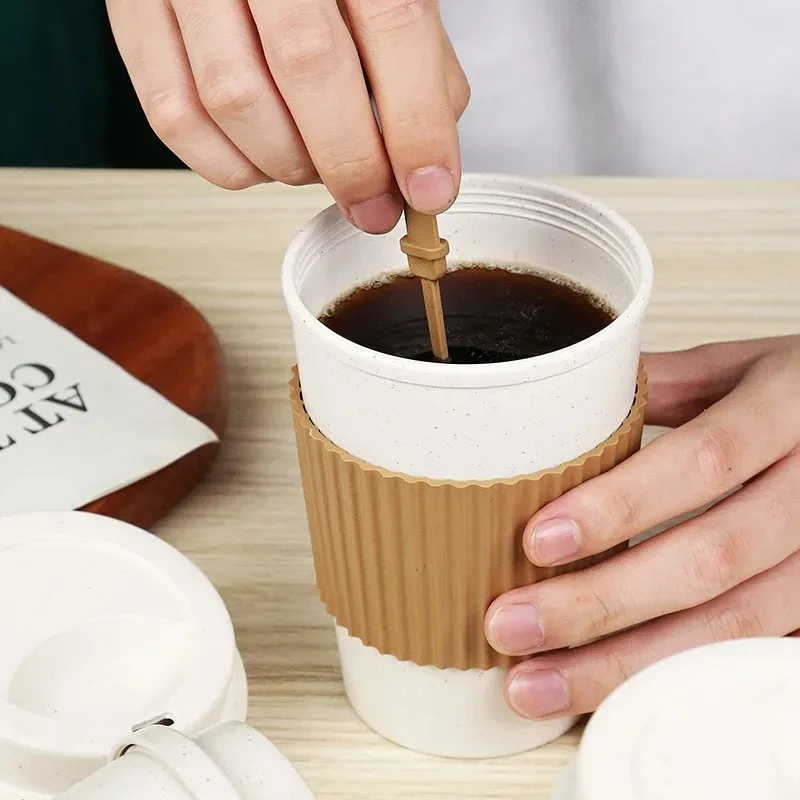 450ML ถ้วยกาแฟพร้อมฝาปิดฟางข้า - Coffee Tea Flask บทวิจารณ์และราคา