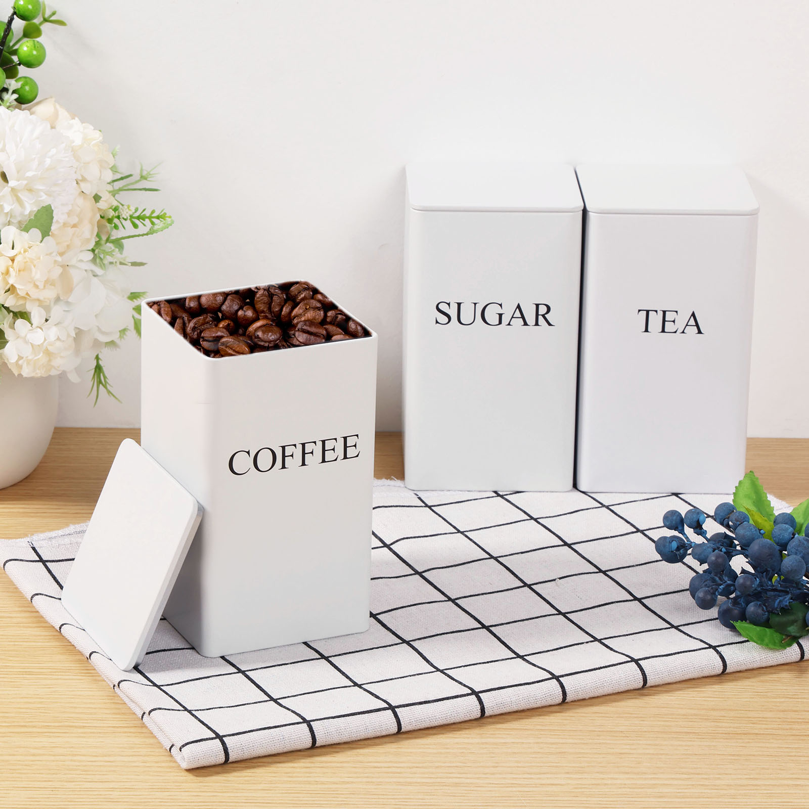 3 ชิ้นกาแฟ Bean ถังเก็บชาน้ําต - Canister Coffee Sugar Tea บทวิจารณ์และราคา