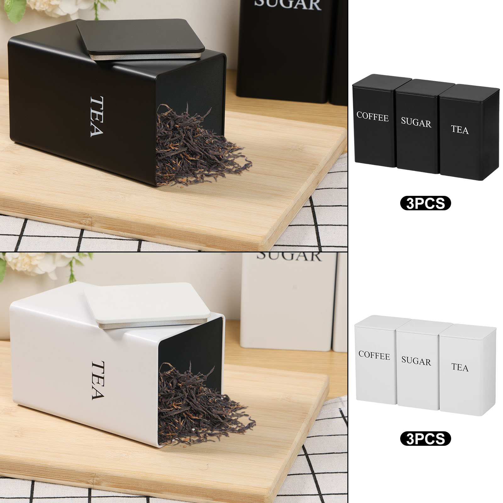 3 ชิ้นกาแฟ Bean ถังเก็บชาน้ําต - Canister Coffee Sugar Tea บทวิจารณ์และราคา