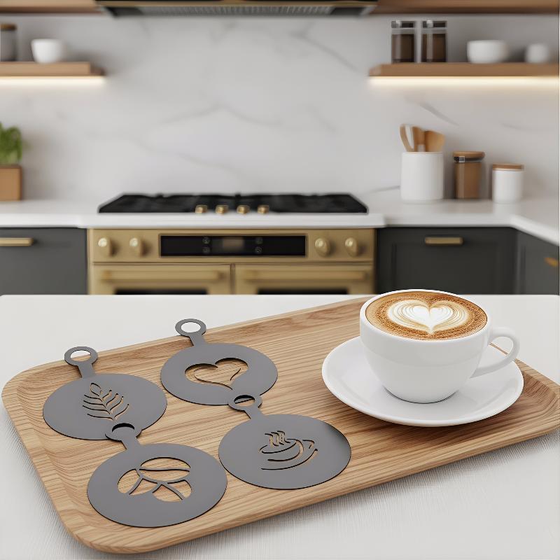 ชุดลายฉลุกาแฟสแตนเลส 4 ชิ้น -  - Coffee Stencil Art บทวิจารณ์และราคา