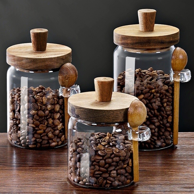 ชุดโหลแก้ว ABJI พร้อมฝาไม้และช - Coffee Tea Jar Set บทวิจารณ์และราคา