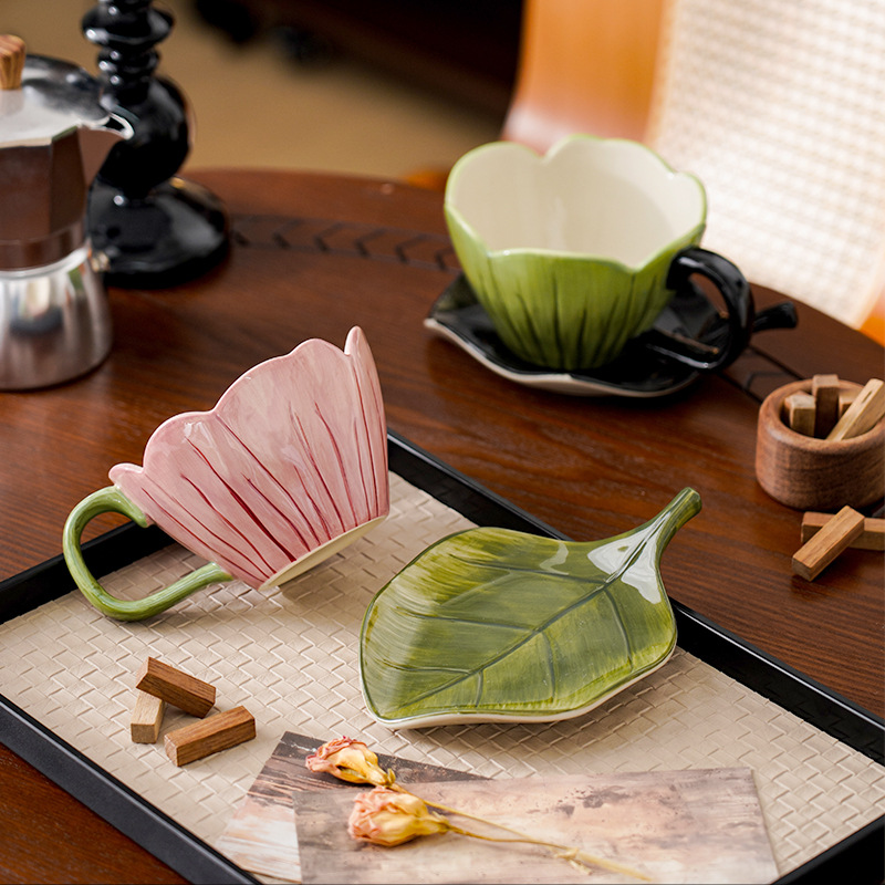 ไม่สม่ําเสมอมือวาดถ้วยกาแฟชุดจ - Coffee Tea Leaf บทวิจารณ์และราคา