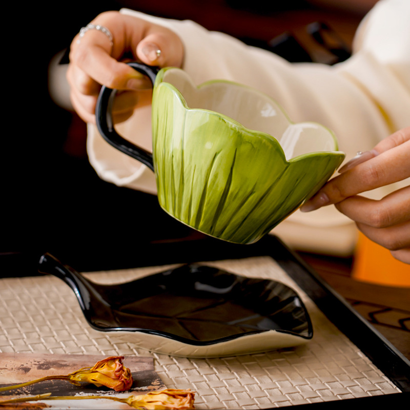 ไม่สม่ําเสมอมือวาดถ้วยกาแฟชุดจ - Coffee Tea Leaf บทวิจารณ์และราคา