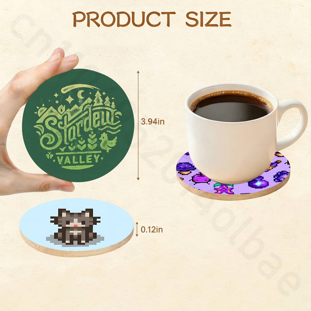 แผ่นรองแก้วไม้ลาย S-Stardew V- - Valley Tea And Coffee บทวิจารณ์และราคา