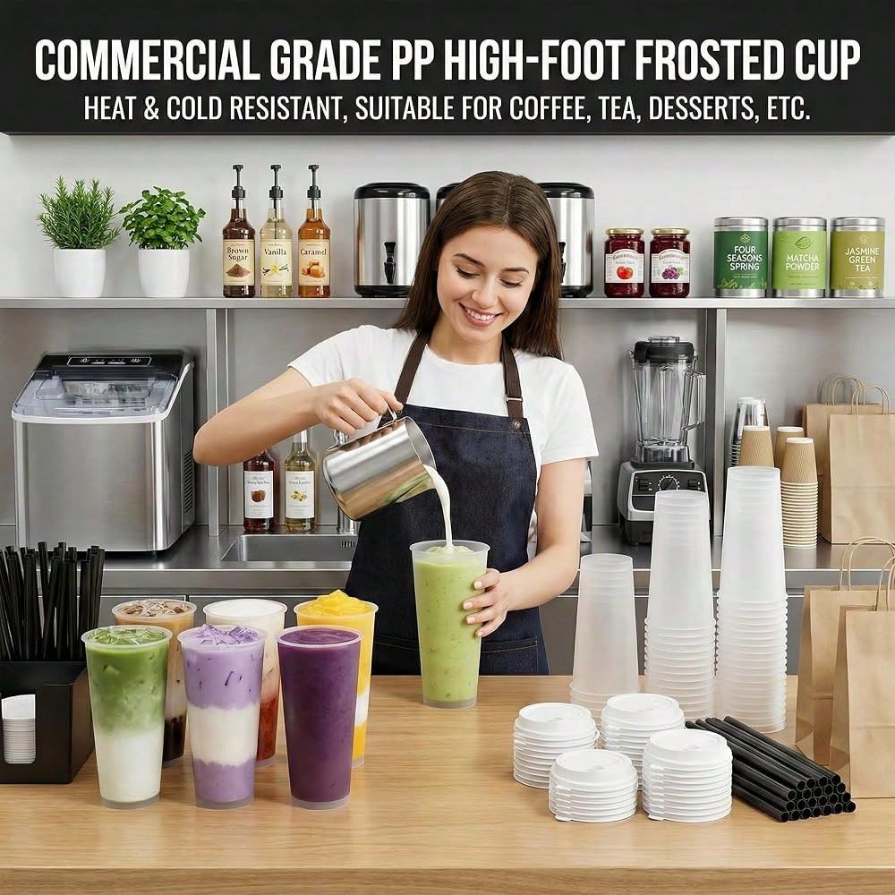แก้วพลาสติกแข็งแบบมีฝ้าสำหรับช - Coffee Tea Boba บทวิจารณ์และราคา