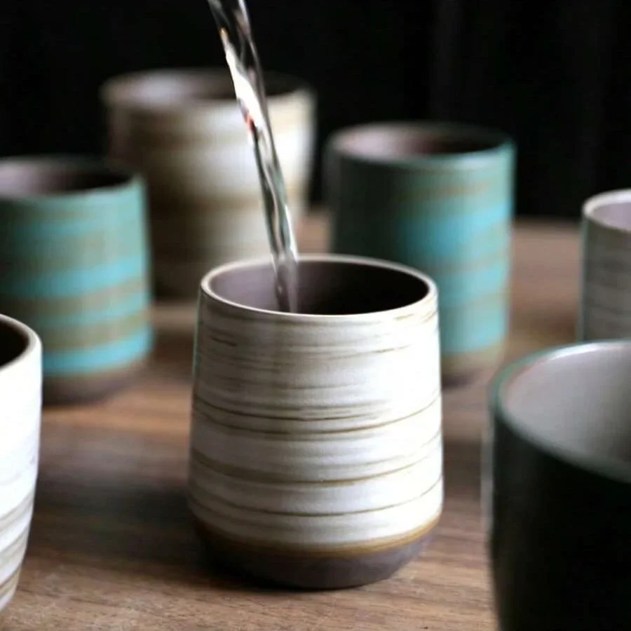 มือวาด Crackle Glaze สโตนแวร์แ - Coffee Tea Flask บทวิจารณ์และราคา