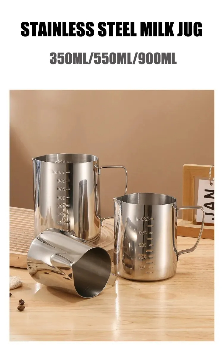 เหยือกตีฟองนมสแตนเลส สีเงิน ภา - Barista Milk Jug บทวิจารณ์และราคา