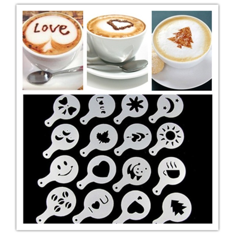 ชุดลายฉลุกาแฟ 16 ชิ้น อุปกรณ์บ - Coffee Stencil Art บทวิจารณ์และราคา